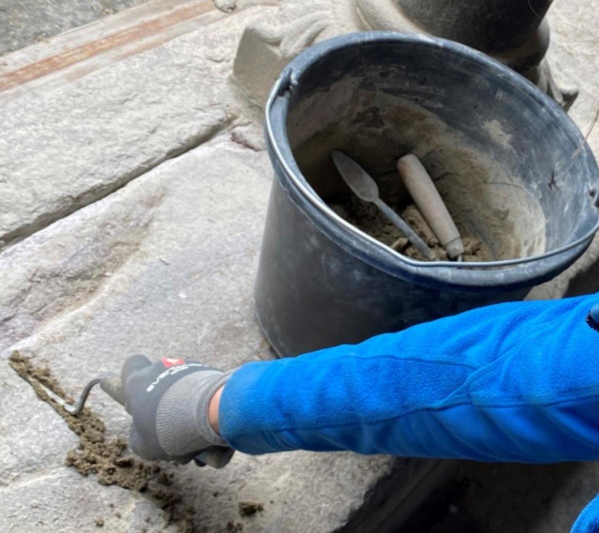 Die Arbeiten im Kreuzgang laufen auf Hochtouren
